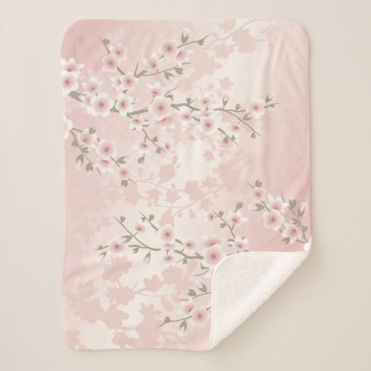 さくらんぼブロッサムアプリコットヴィンテージフローラ  シェルパブランケット (正面)
