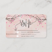 さくらんぼブロッサムウォーターカラーピンクフローラ結婚式RSVP エンクロージャーカード (正面)