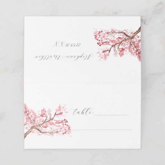 さくらんぼブロッサムウォーターカラーピンク結婚フローラ プレイスカード (外部開封)