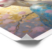 さくらんぼブロッサムウーマンアールデコサークルピンク金ゴールド ポスター (角)