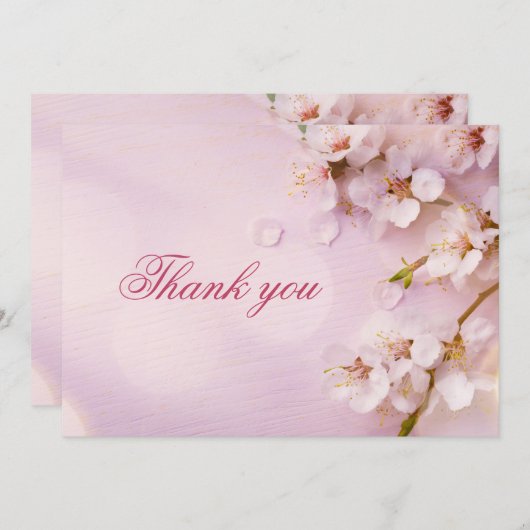 さくらんぼブロッサムエレガントなウェディングサンキューカード サンキューカード (正面/裏面)