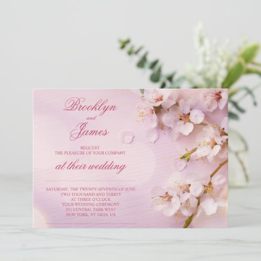 さくらんぼブロッサムエレガントなウェディング招待状 招待状 (スタンド正面)