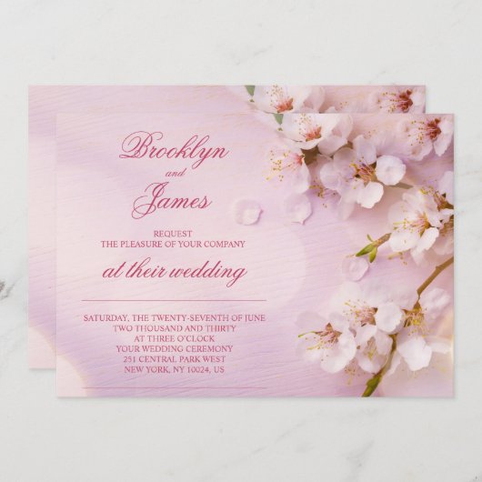 さくらんぼブロッサムエレガントなウェディング招待状 招待状 (正面/裏面)