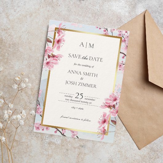 さくらんぼブロッサムエレガントジャパン赤面結婚金ゴールド セーブザデート