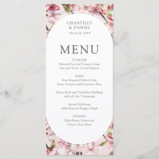 さくらんぼブロッサムエレガントピンクフローラ結婚ズ メニュー (正面)