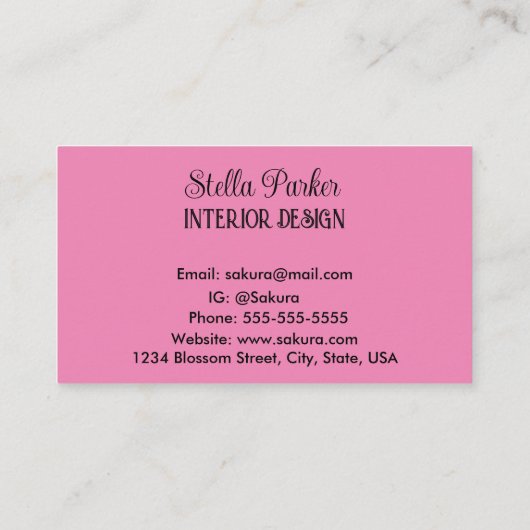 さくらんぼブロッサムエレガントフローラ春 名刺 (裏面)