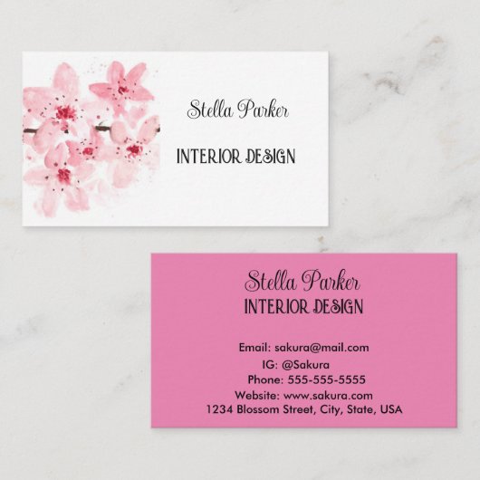 さくらんぼブロッサムエレガントフローラ春 名刺 (正面/裏面)