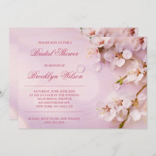 さくらんぼブロッサムエレガントブライダルシャワー招待状 招待状 (正面/裏面)