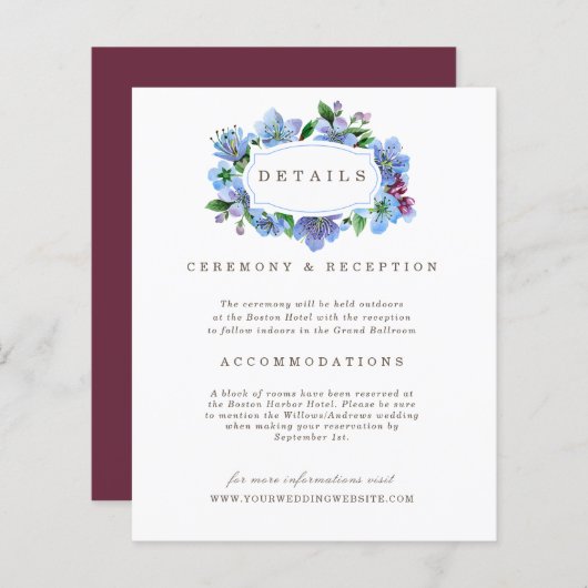 さくらんぼブロッサムエレガントブルー予算結婚の詳細 (正面/裏面)