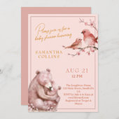 さくらんぼブロッサムガールウッドランドベビーシャワー 招待状 (正面/裏面)