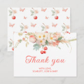 さくらんぼブロッサムガールベビーシャワーありがとう エンクロージャーカード (正面/裏面)