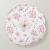 さくらんぼブロッサムキュートバニーホワイトピンク子供部屋 ラウンドクッション (裏面)