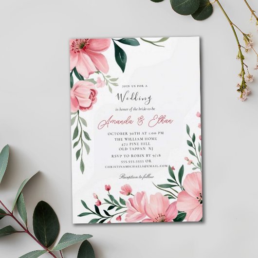 さくらんぼブロッサムグリーンブライダルデライト結婚ズ 招待状