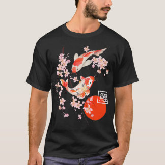 さくらんぼブロッサムコイ鯉魚日本の桜グラフ Tシャツ