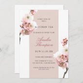 さくらんぼブロッサムダスティピンクフローラキッチンティー 招待状 (正面/裏面)