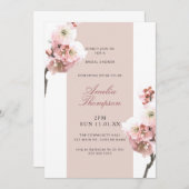 さくらんぼブロッサムダスティピンクフローラブライダルシャワー 招待状 (正面/裏面)