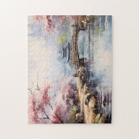さくらんぼブロッサムツリーズ日本のガーデン ジグソーパズル (縦)