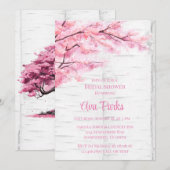 さくらんぼブロッサムツリーバークブライダルシャワー 招待状 (正面/裏面)