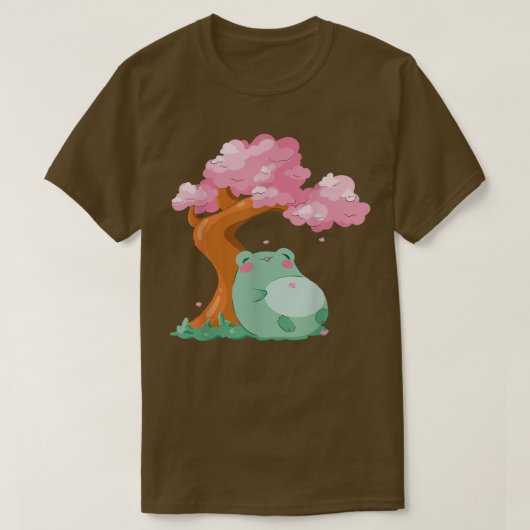 さくらんぼブロッサムツリー桜かわいいカエルかわいいジャパネ Tシャツ (デザイン正面)
