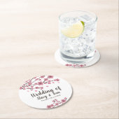 さくらんぼブロッサムツリー花びらピンク結婚ズ ラウンドペーパーコースター (インサイチュ)