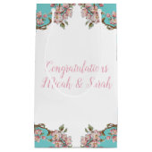 さくらんぼブロッサムティール（緑がかった色）レトロヴィンテージベビーシャワー スモールペーパーバッグ (正面)