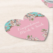 さくらんぼブロッサムティール(緑がかった色)レトロヴィンテージベビーシャワー ペーパーコースター (アングル)