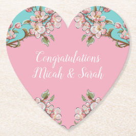 さくらんぼブロッサムティール（緑がかった色）レトロヴィンテージベビーシャワー ペーパーコースター