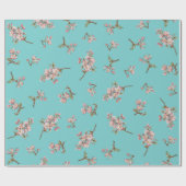 さくらんぼブロッサムティール(緑がかった色)レトロヴィンテージベビーシャワー ラッピングペーパー (フラット)