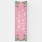 さくらんぼブロッサムティール（緑がかった色）レトロヴィンテージベビーシャワー 横断幕 (縦)