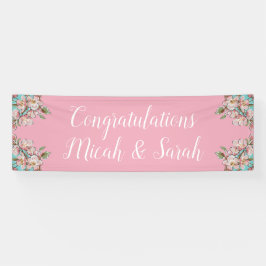 さくらんぼブロッサムティール（緑がかった色）レトロヴィンテージベビーシャワー 横断幕