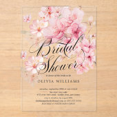 さくらんぼブロッサムディライトブライダルシャワー アクリル招待状 (正面)