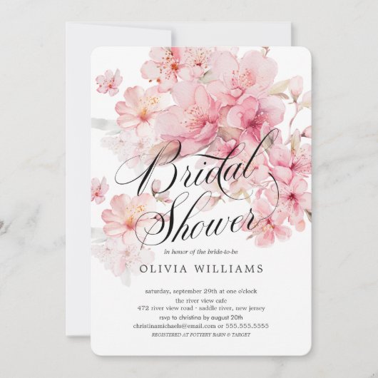 さくらんぼブロッサムディライトブライダルシャワー 招待状 (正面)