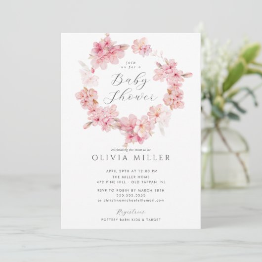 さくらんぼブロッサムディライトベビーシャワー招待状 招待状 (スタンド正面)