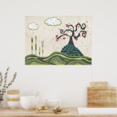 さくらんぼブロッサムドールベクターアートプリント ポスター (キッチン)