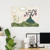 さくらんぼブロッサムドールベクターアートプリント ポスター (ホームオフィス)