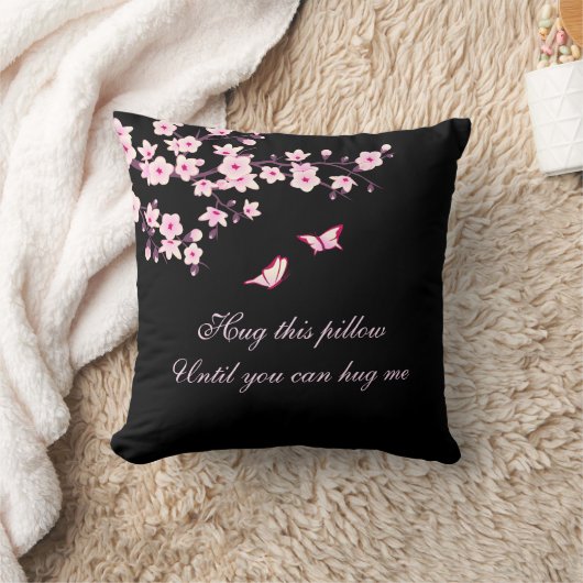 さくらんぼブロッサムハグミーことわざピンクブラック クッション (ブランケット)