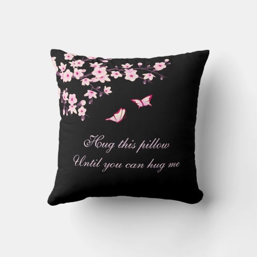 さくらんぼブロッサムハグミーことわざピンクブラック クッション (裏面)