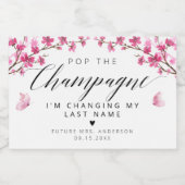 さくらんぼブロッサムバタフライピンクシャンパン スパークリングワインラベル (シングルラベル)