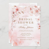 さくらんぼブロッサムバタフライフローラブライダルシャワー 招待状 (正面/裏面)