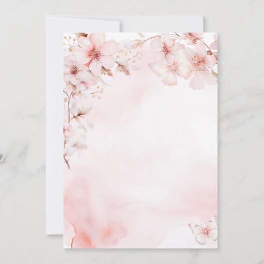 さくらんぼブロッサムバタフライフローラ80誕生日 招待状 (裏面)