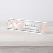 さくらんぼブロッサムバラ金ゴールドグリッターヘア&メイクアップ デスクネームプレート (正面)