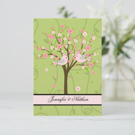 さくらんぼブロッサムバードRSVPカード 出欠カード (スタンド正面)