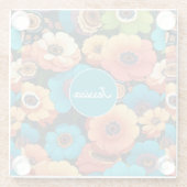 さくらんぼブロッサムパステルカラフルパパーソナライズされたター ガラスコースター (裏面)