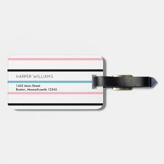 さくらんぼブロッサムパターン名前をカスタムするアドレス ラゲッジタグ (裏面横)