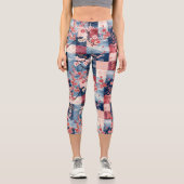 さくらんぼブロッサムパッチワーク：フローラ幾何学模様 カプリレギンス (正面)