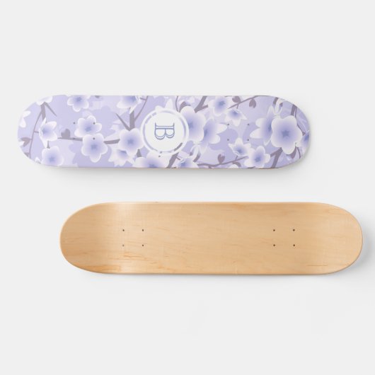 さくらんぼブロッサムパープルフローラモノグラム スケートボード (横)