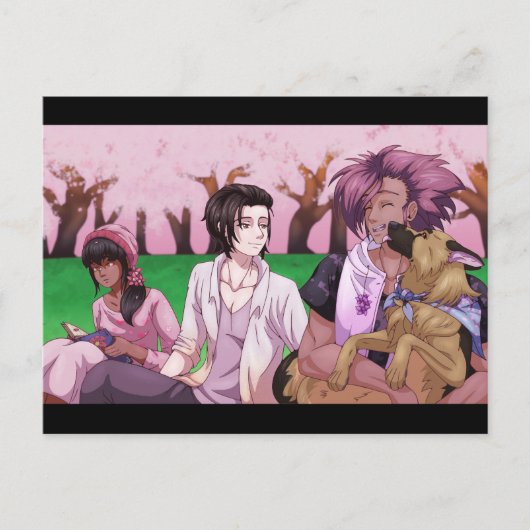 さくらんぼブロッサムピクニックカード ポストカード (正面)