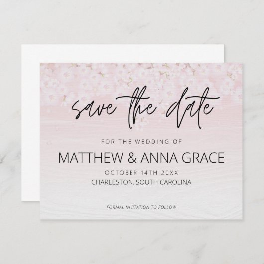 さくらんぼブロッサムピンクと白木 セーブザデート (正面/裏面)