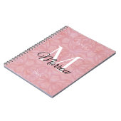 さくらんぼブロッサムピンクろうけつ染め名と年 ノートブック (左側)