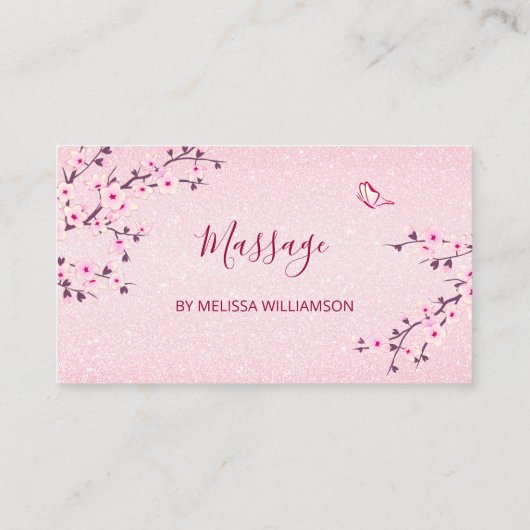 さくらんぼブロッサムピンクグリッターありがとう 名刺 (裏面)